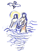 Zeichnung: Johannes der Tufer mit Jesus